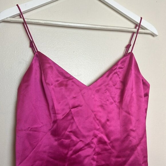 Cami NYC Roxanne Feather Trimmed Barbie Core Satin Slip Dress in Magnolia - Picture 9 of 16